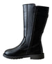 bebe Girl's Tall Boot with Strapping and Logo Heart Rivet