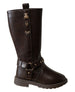 bebe Girl's Knee High Rider Boots with Back Charm Details
