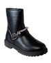 bebe Girl's Black Boot with Beaded Bracelet and Heart Rivet