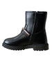 bebe Girl's Black Boot with Beaded Bracelet and Heart Rivet