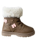 bebe Girl's Toddler Lace-Up Boot with Faux Fur Collar
