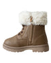 bebe Girl's Toddler Lace-Up Boot with Faux Fur Collar