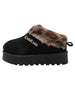 bebe Girl's Slippers – Platform House Shoes with Faux Fur Lining, Cozy Winter Slippers for Little Kid/ Big Kid