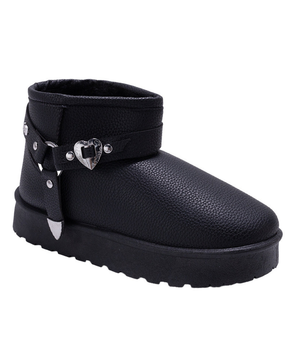 bebe Girls' Winter Boot with Heart Charm, Harness Strap, and Platform Sole