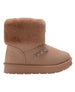 bebe Girls' Cozy Boot with Faux Fur Cuff and Rhinestone Logo