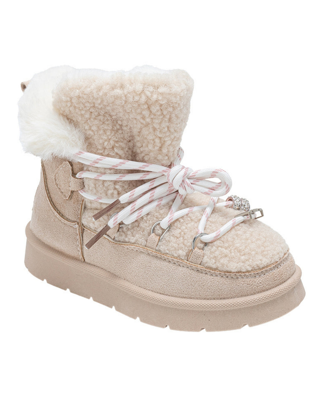 bebe Girls' Cozy Winter Boot with Lace-Up Design and Bebe Logo Charm