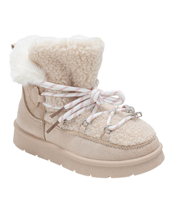 bebe Girls' Cozy Winter Boot with Lace-Up Design and Bebe Logo Charm