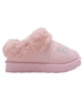 bebe Girls' Winter Slide Slippers with Faux Fur Lining and Rhinestone Bebe Logo