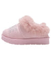 bebe Girls' Winter Slide Slippers with Faux Fur Lining and Rhinestone Bebe Logo