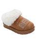 bebe Girls' Winter Slide Slippers with Faux Fur Lining and Rhinestone Bebe Logo