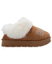 bebe Girls' Winter Slide Slippers with Faux Fur Lining and Rhinestone Bebe Logo
