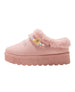 bebe Girls' Cozy Boot Slide with Faux Fur Lining, Friendship Beads, and Rhinestone Detail