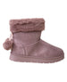 bebe Girls Cozy Ankle Boots With Bow and Pom Faux Fur Lined