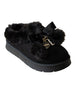 bebe Girl's Cozy Faux Fur Boot Slide with Pom Bow
