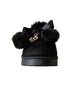 bebe Girl's Cozy Faux Fur Boot Slide with Pom Bow