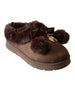 bebe Girl's Cozy Faux Fur Boot Slide with Pom Bow