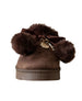 bebe Girl's Cozy Faux Fur Boot Slide with Pom Bow