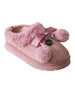 bebe Girl's Cozy Faux Fur Boot Slide with Pom Bow