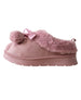bebe Girl's Cozy Faux Fur Boot Slide with Pom Bow