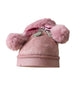 bebe Girl's Cozy Faux Fur Boot Slide with Pom Bow