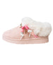 bebe Girl's Cozy Faux Fur Boot Slide with Hiker Lace and Charm Details