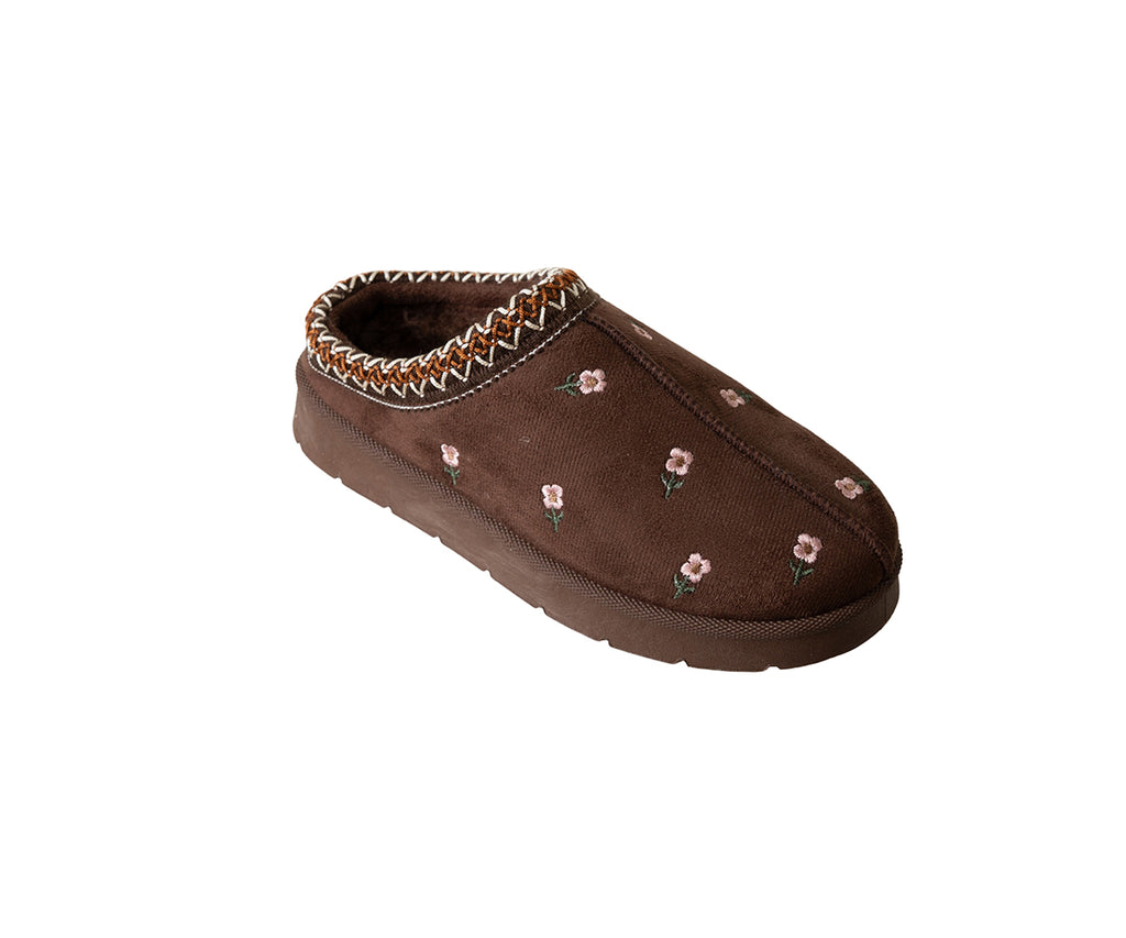 bebe Girl's Floral Embroidery Cozy Clog Slipper