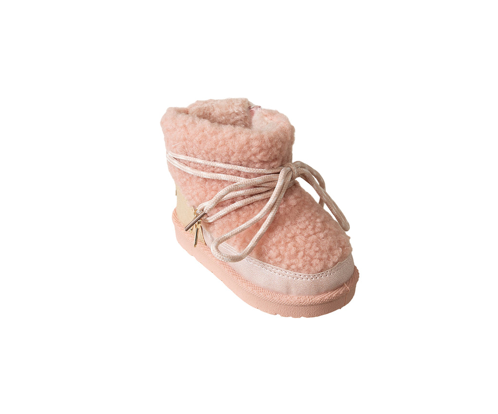 bebe Toddler Girl's Sherpa Hybrid Boot with Hiker Lace and Hanging Charms