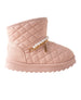 bebe Girls Quilted Cozy Boot with Pearl Chain and Charm