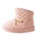 bebe Girls Quilted Cozy Boot with Pearl Chain and Charm