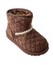 bebe Girls Quilted Cozy Boot with Pearl Chain and Charm