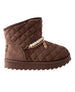 bebe Girls Quilted Cozy Boot with Pearl Chain and Charm