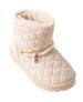 bebe Girls Quilted Cozy Boot with Pearl Chain and Charm