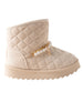 bebe Girls Quilted Cozy Boot with Pearl Chain and Charm