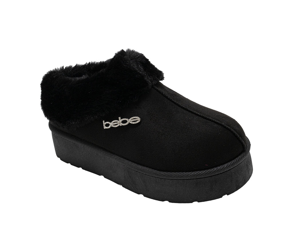 bebe Women's Platform Ankle Boots – Cozy Faux Fur Lined Slip-On Booties, Indoor and Outdoor Shoes for Winter