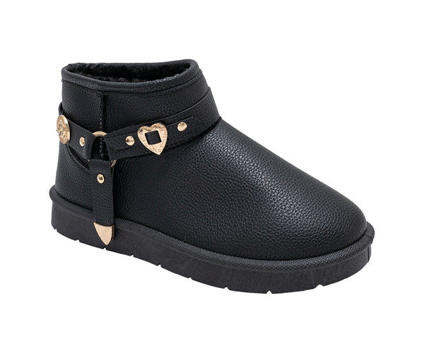 bebe Women's Winter Boots – Warm Faux Fur Lined Slip-On Booties, Cozy Platform Winter Shoes with Charms