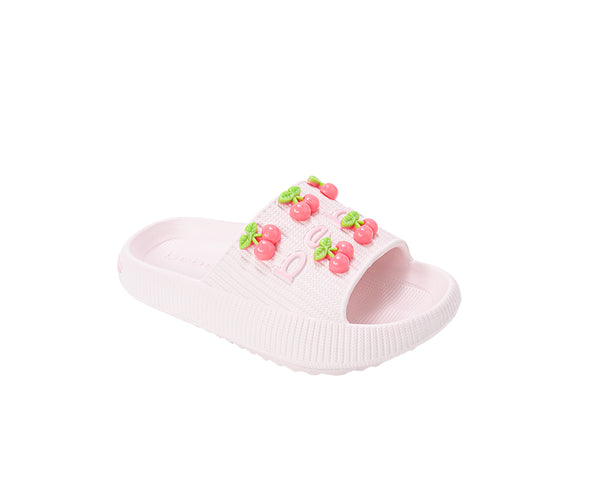 bebe Girls EVA Slide - Lightweight Comfy Slide Sandals with Cherry Charms