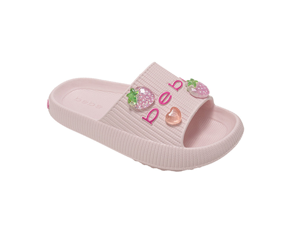 bebe Girls EVA Slide - Lightweight Comfy Slide Sandals with Fruit Charms