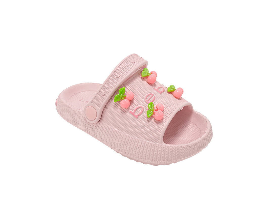 bebe Toddler Girl's Lightweight EVA Slide with Cherry Charms