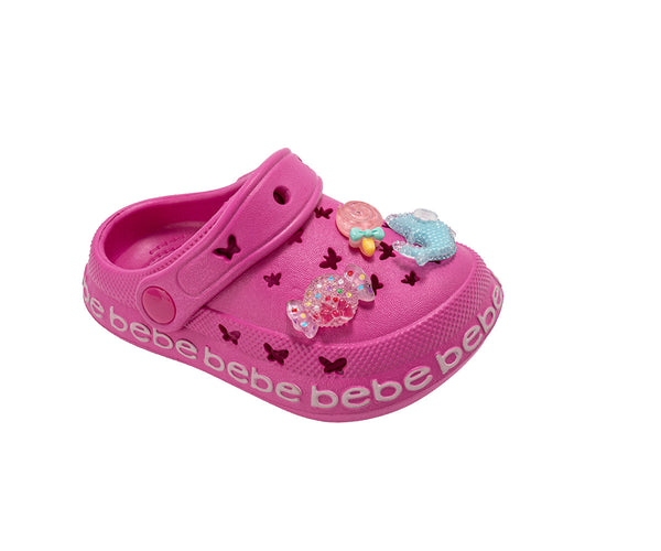 bebe Toddler Girl's Lighweight EVA Clogs - Slip - On Comfy Shoes with Charms