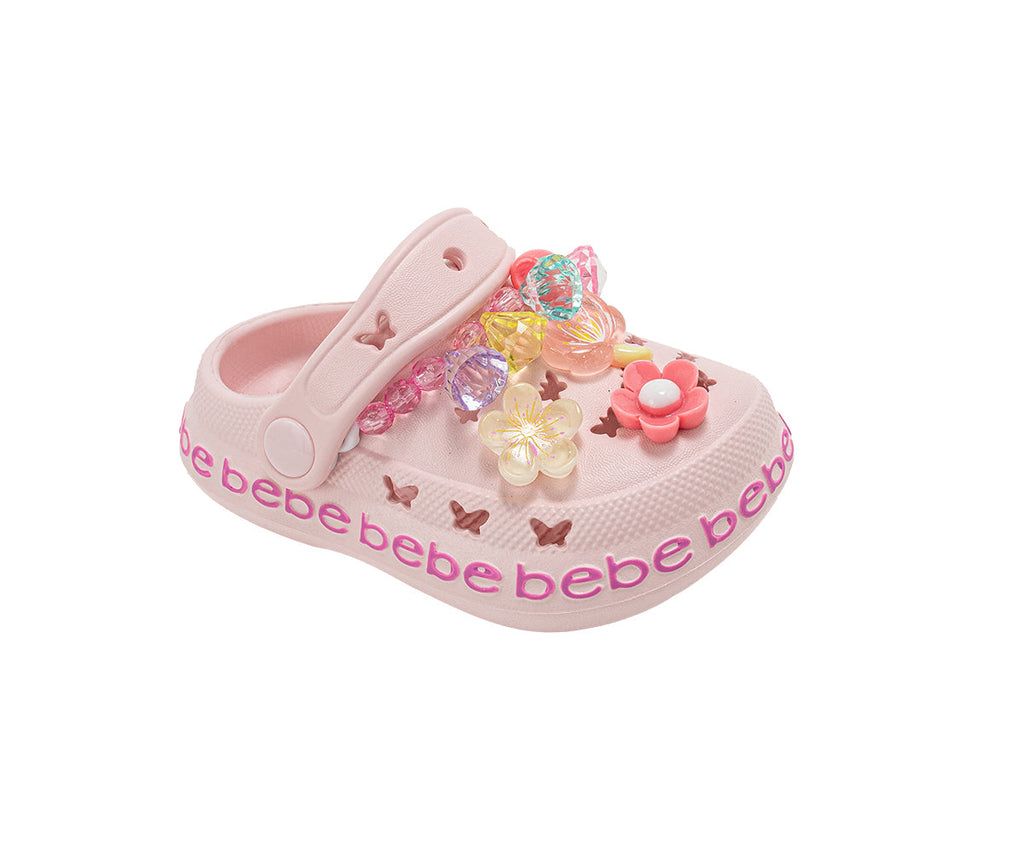 bebe Toddler Girl's EVA Clogs - Lightweight and Comfortable, featuring Sparkling Gems and Charms