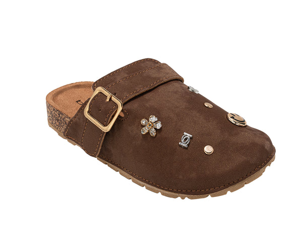 bebe Girls' Clog Slippers – Slip-On Footbed Clogs with Buckle Strap, Casual Comfort Shoes for Girls Little Kid/Big Kid