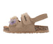 bebe Girl's Footbed Slide Sandals - Sparkle Finish with Glitter Flower Detail