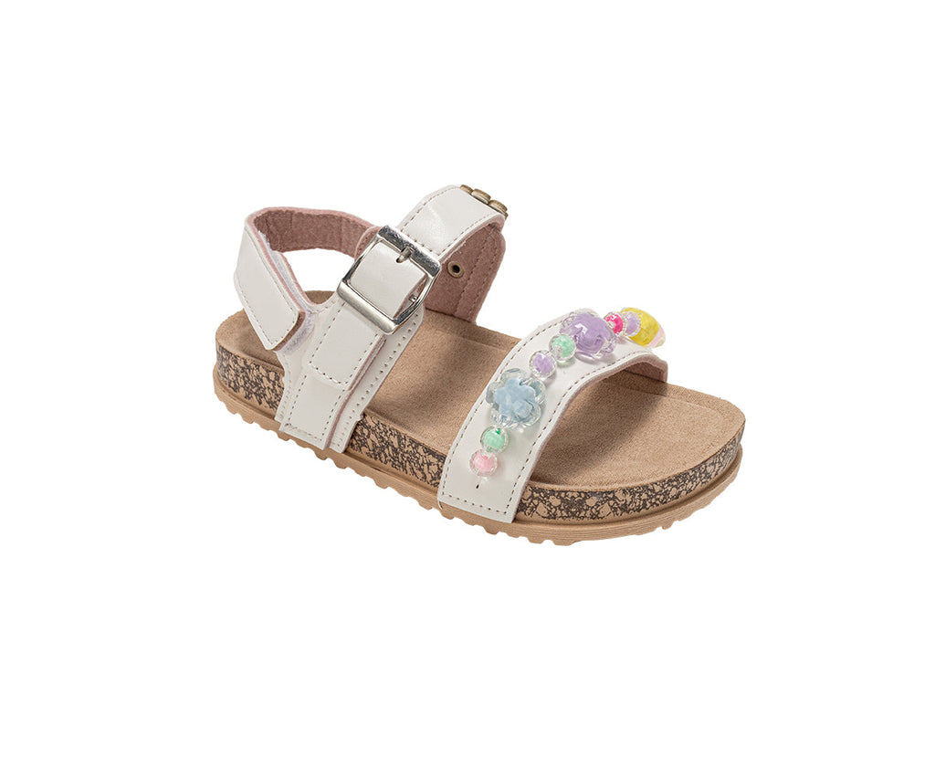 bebe Girl's Footbed Sandals - Comfortable Design & Beaded Ankle Strap