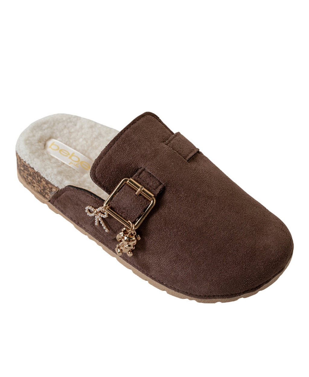 bebe Girl's Faux Sherpa Footbed Clog with Hanging Charms