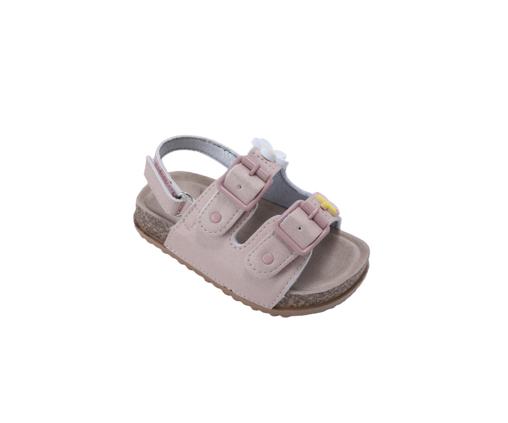 bebe Toddler Girl's Classic Footbed Sandals Featuring Adjustable Buckles and Floral Charm Accents