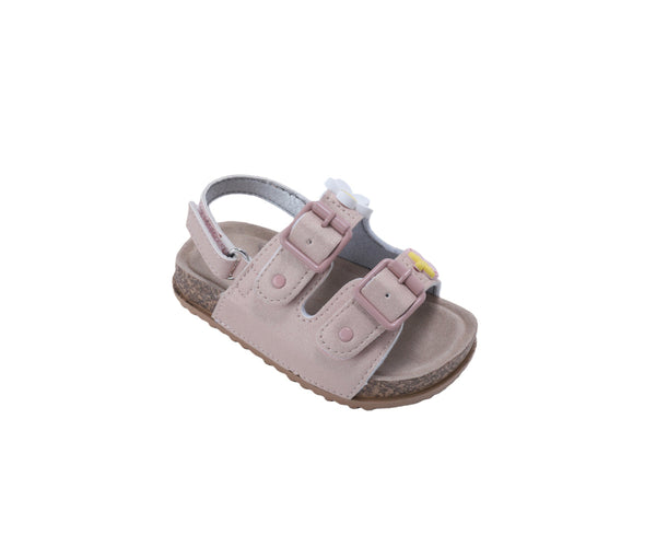 bebe Toddler Girl's Classic Footbed Sandals Featuring Adjustable Buckles and Floral Charm Accents