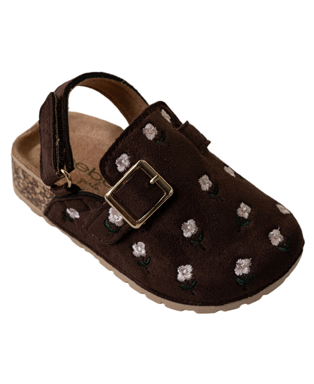 bebe Toddler Girl's Flower Embroidery Buckle Footbed Sandal