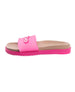 bebe Women's Sandal with Translucent Upper and Rubber Logo Patch