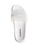 bebe Women's Sandal with Translucent Upper and Rubber Logo Patch
