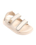 bebe Women's Sandal with Rhinestone Rope Binding and bebe Logo Rivet Detail